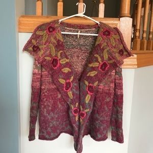 Embroidered Free People cardigan